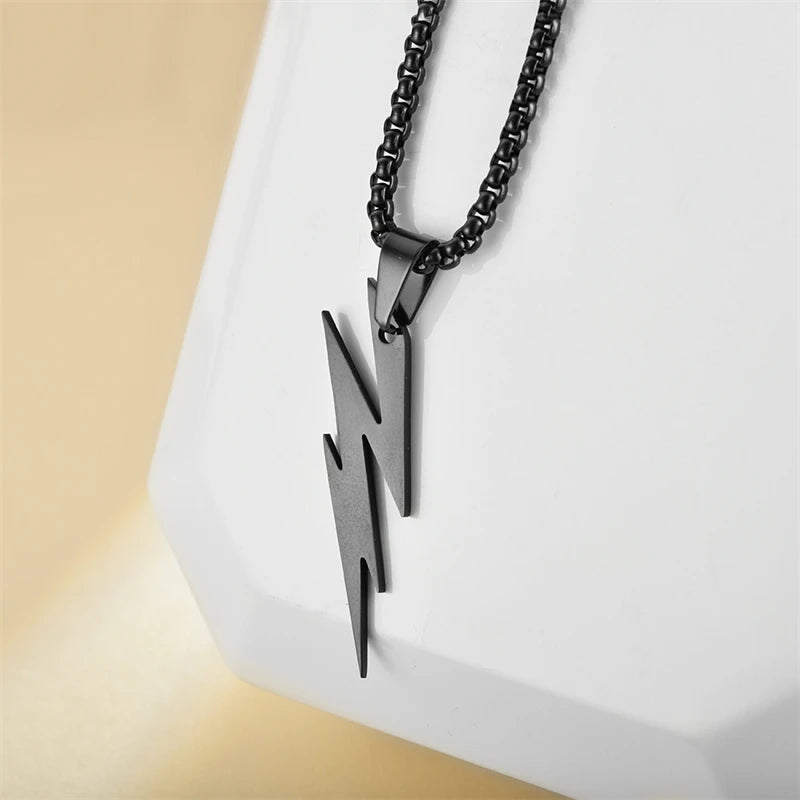 Fashion Stainless Steel Men's and Women's Lightning Necklace Hip Hop Party Motorcycle Accessories Pendant Necklace Jewelry