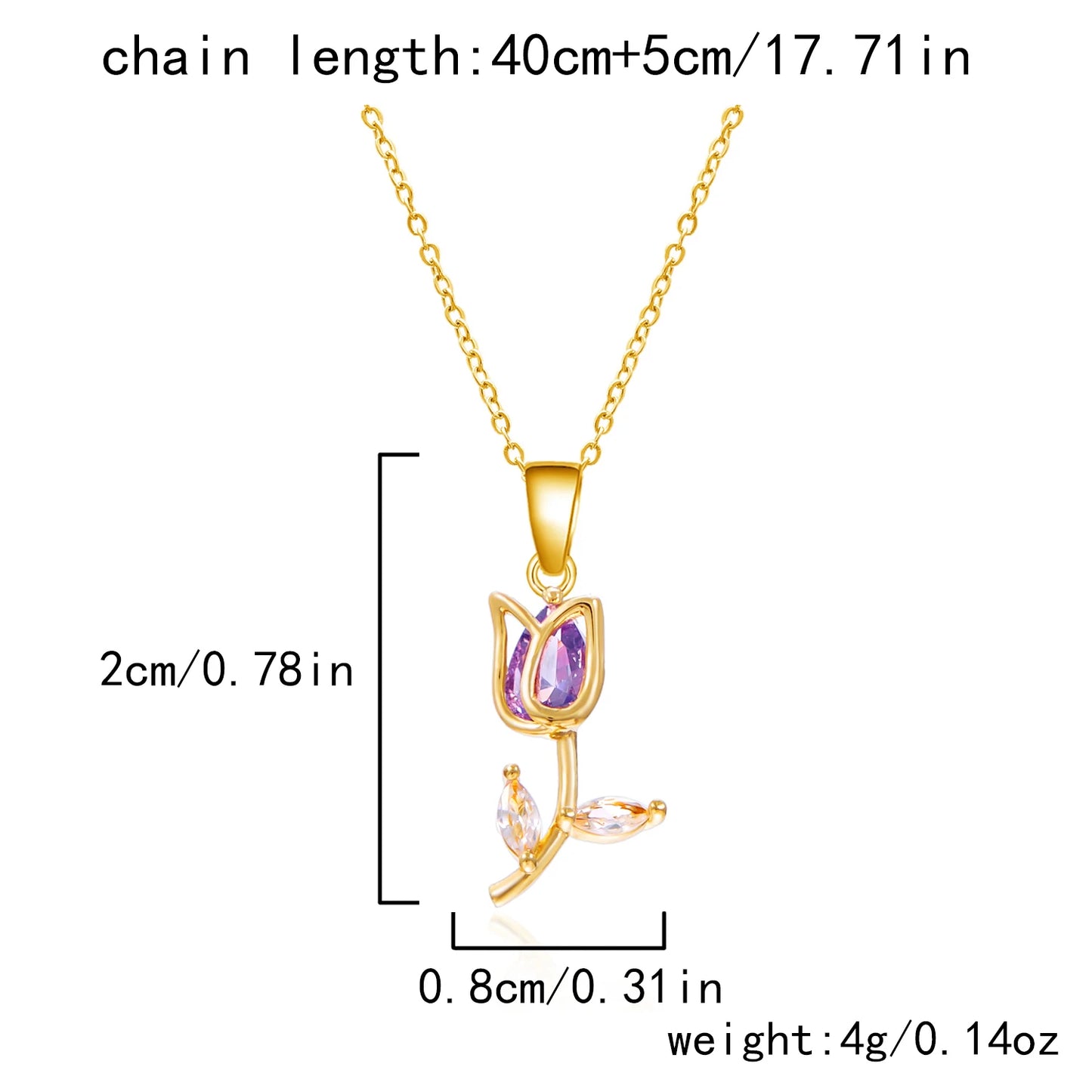 Light Luxury Zircon Tulip Flower Pendant Necklace for Women Elegant Stainless Steel Clavicle Chain Fashion Party Jewelry Gift