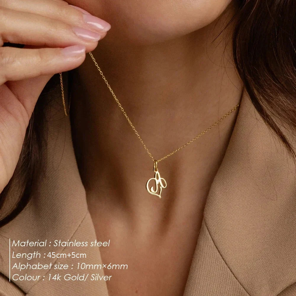 women Initial Necklace  Art Letter A-Z Charm Pendant Necklace Women's Minimalism Jewelry Gift Stainless Steel Jewelry Wholesale