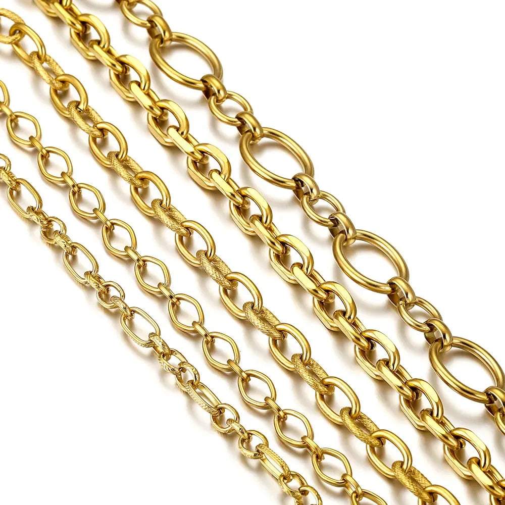 1 Meter Stainless Steel Large Heavy Oval Chunky Knot Hip Hop Punk Link Gold Chain DIY Jewelry Handmade Necklace Bracelet Chains