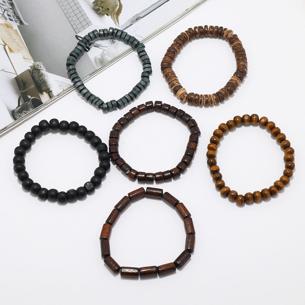 Wholesale Best-selling Multi-layer Buddha Bead Beaded Bracelets Men's Retro Style Multi-layer Elastic Thread Adjustable Wooden