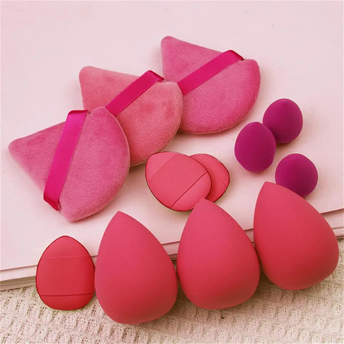 12Pcs Triangle Puff Giant Soft Eye/Base Makeup Egg Portable Cosmetics Tool Set