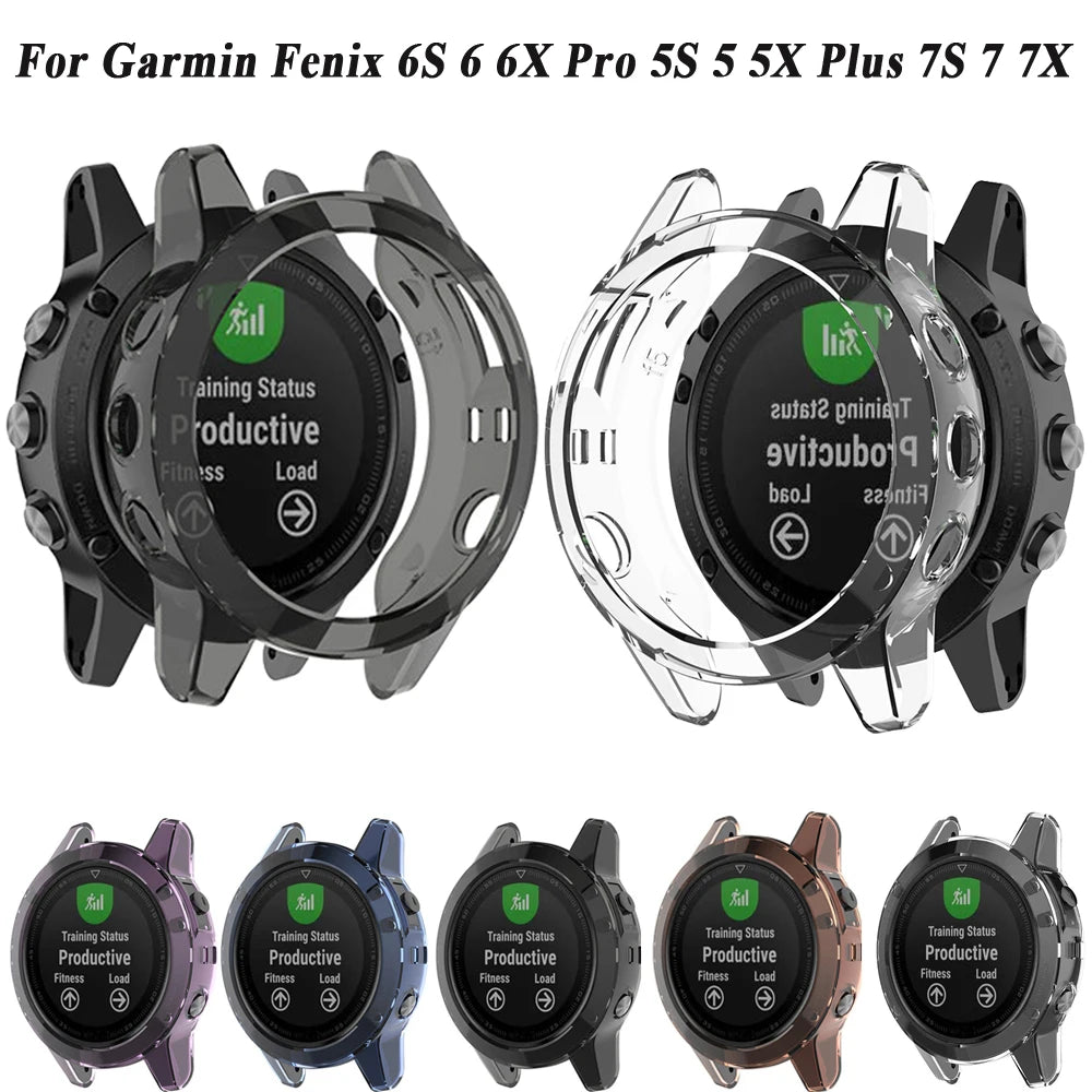 TPU Case Cover For Garmin Fenix 6S 6 6X Pro 5S 5 5X Plus 7 7S 7X Protector Frame Clear Case Cover Protection Straps Accessories