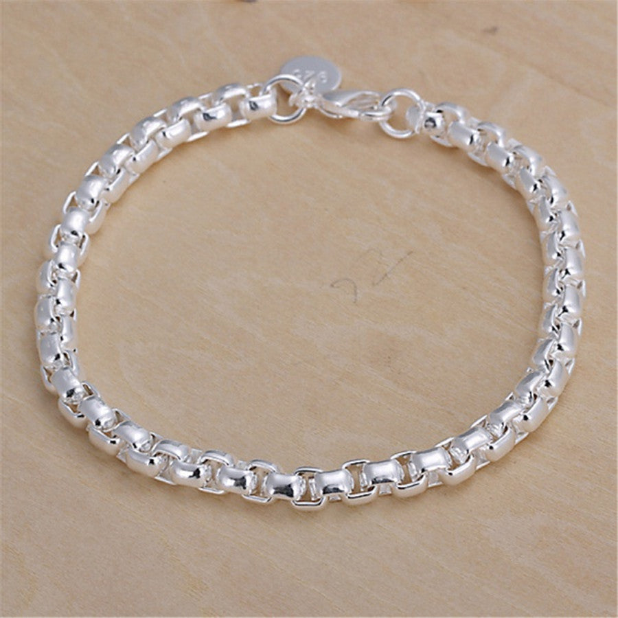 925 Sterling Silver Exquisite Solid Chain Bracelet Fashion Charm Women Men Solid Wedding Cute Simple Models Jewelry