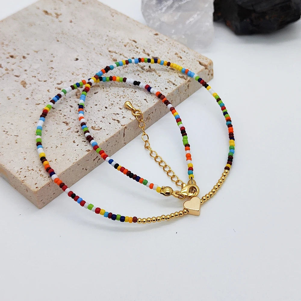 KKBEAD Miyuki Necklace Y2k Accessory Boho Summer Colorful Rainbow Beaded Necklaces Choker Seed Beads Jewellery Wholesale