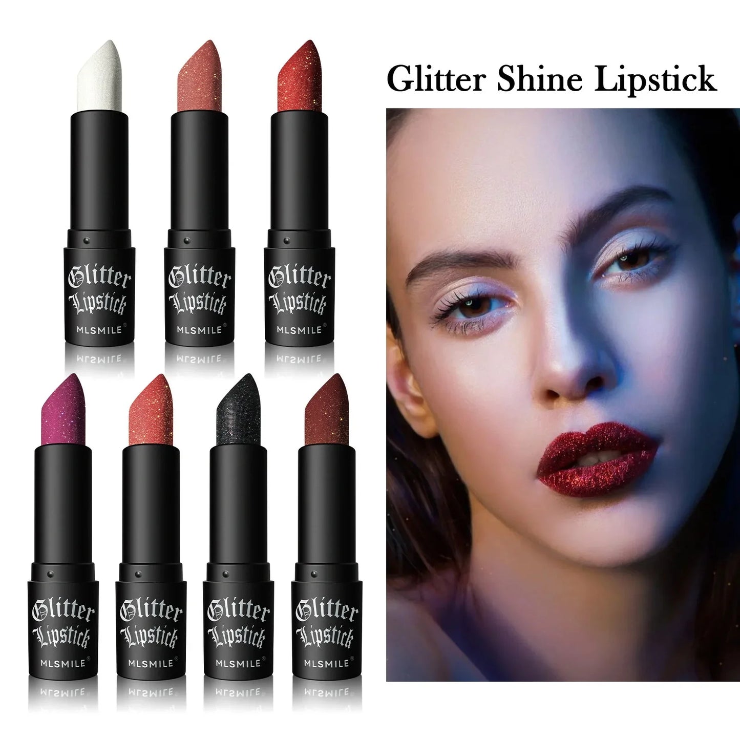 7 Colors Waterproof Diamond Glitter Lipstick Long Lasting Moisturizing Shiny Pearlescent Nude Red Lipsticks Lips Makeup Cosmetic