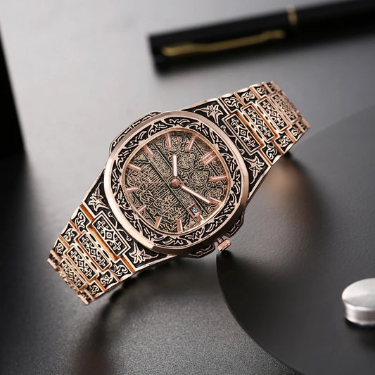 Fashion Luxury Brand Vintage Men Quartz Watches Flower Pattern Carving Wristwatch erkek kol saati męski zegarek часы ساعة يد