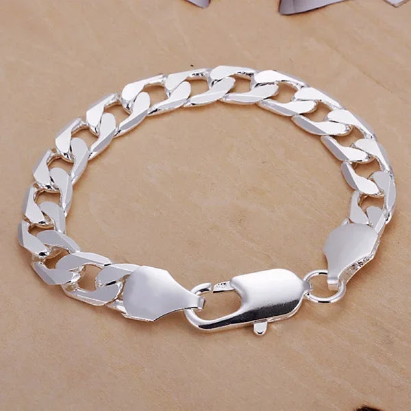 Wholesale 925 Sterling Silver Bracelet Jewelry 4MM-10MM Width Solid for Man Men Women Chain Noble Wedding Party Gifts