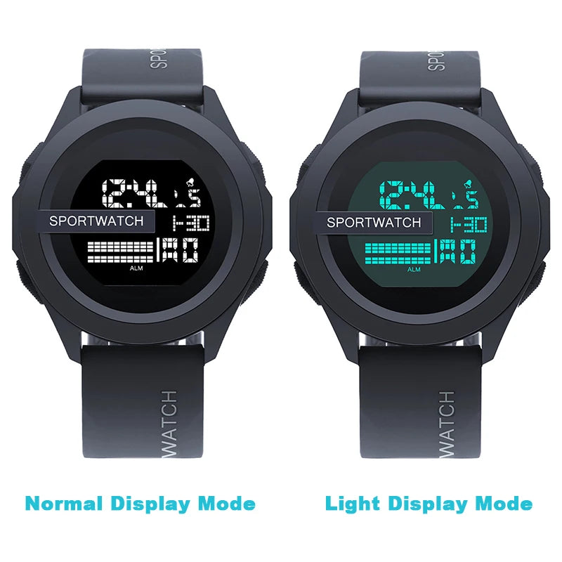 YIKAZE Men Sport LED Watches Top Brand Men Digital Clock Multi-Functional Rubber Man Fitnes Athlete Timekeeping Electronic Watch