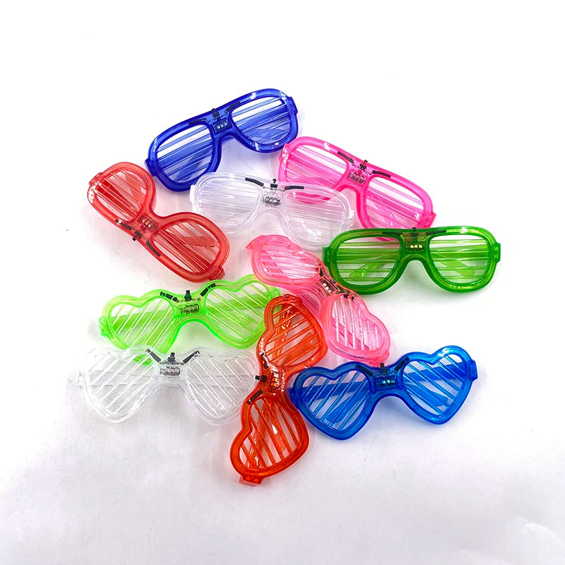 LED Heart Shaped Glasses Flashing Luminous Window-Blinds Glasses Night Club Bachelorette Party Wedding Light Bride to be Glasses