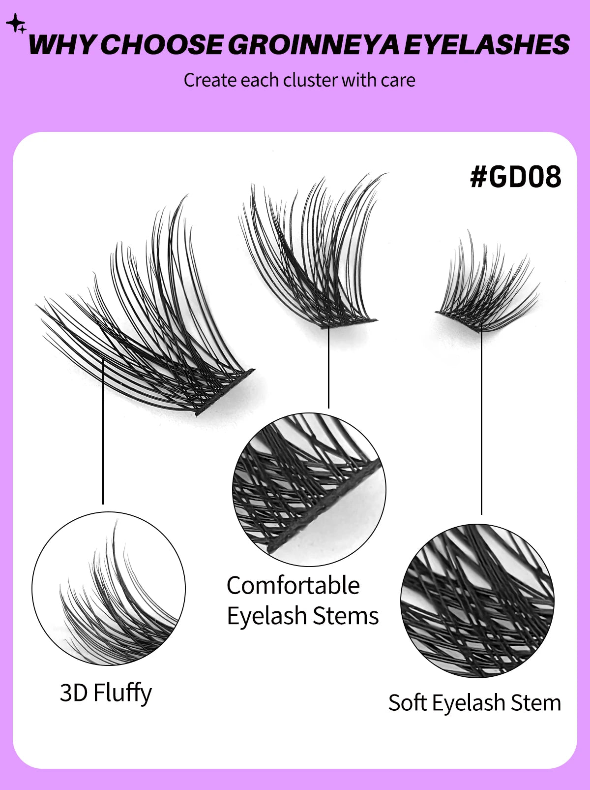 GROINNEYA Cluster Lashes Natural Eyelash extension Volume Individual Lashes Mixed Tray Faux Mink Lashes Cilias Makeup