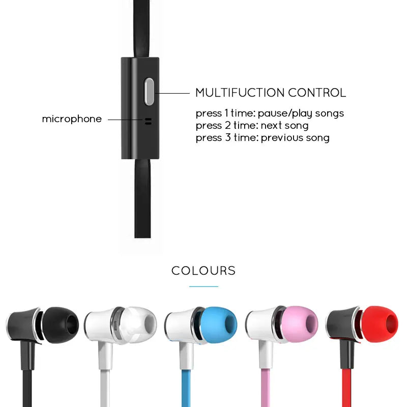 Extra Bass Headphones wired Earphone 3.5mm Earphones With Microphone Noodles Style наушники Sport Headset auriculare for Samsung