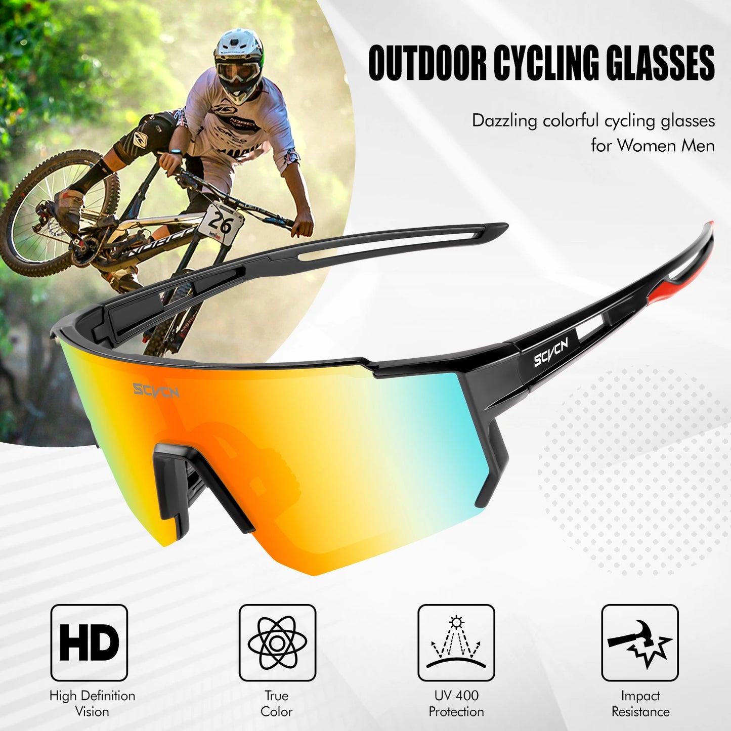 SCVCN New Outdoor Cycling Sunglasses Men MTB Bike Glasses  Sports Hiking Mountain Climbing Women Bicycle Cycling UV400 Goggles