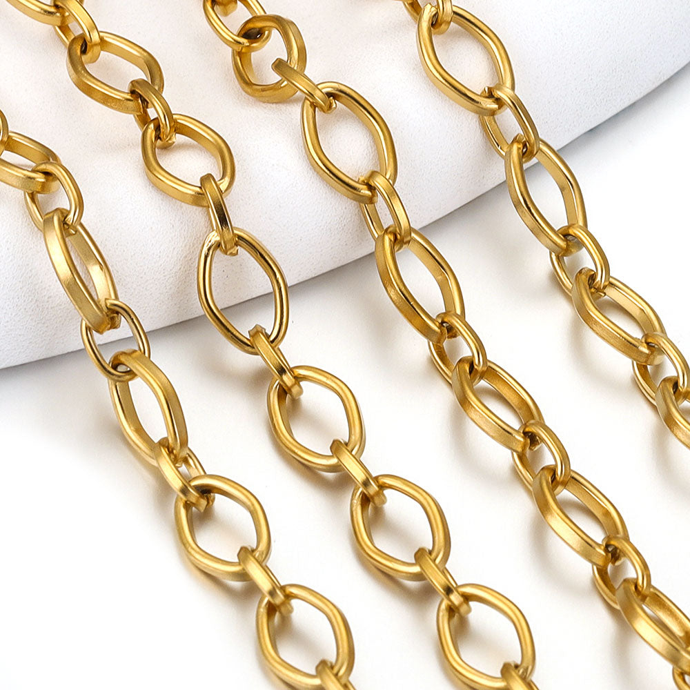 1 Meter Stainless Steel Large Heavy Oval Chunky Knot Hip Hop Punk Link Gold Chain DIY Jewelry Handmade Necklace Bracelet Chains