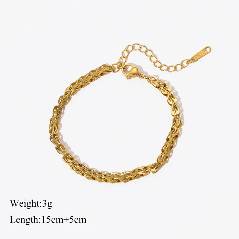 EILIECK 316L Stainless Steel Gold Color Bracelet for Women Simple Style Link Chain Bangle Trendy Fashion Non-fading Jewelry Gift