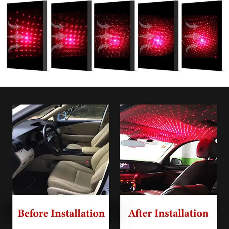 1pc LED Car Roof Star Night Light Projector Atmosphere USB LED Adjustable Car Interior Decorative Light DJ Christmas LED Light