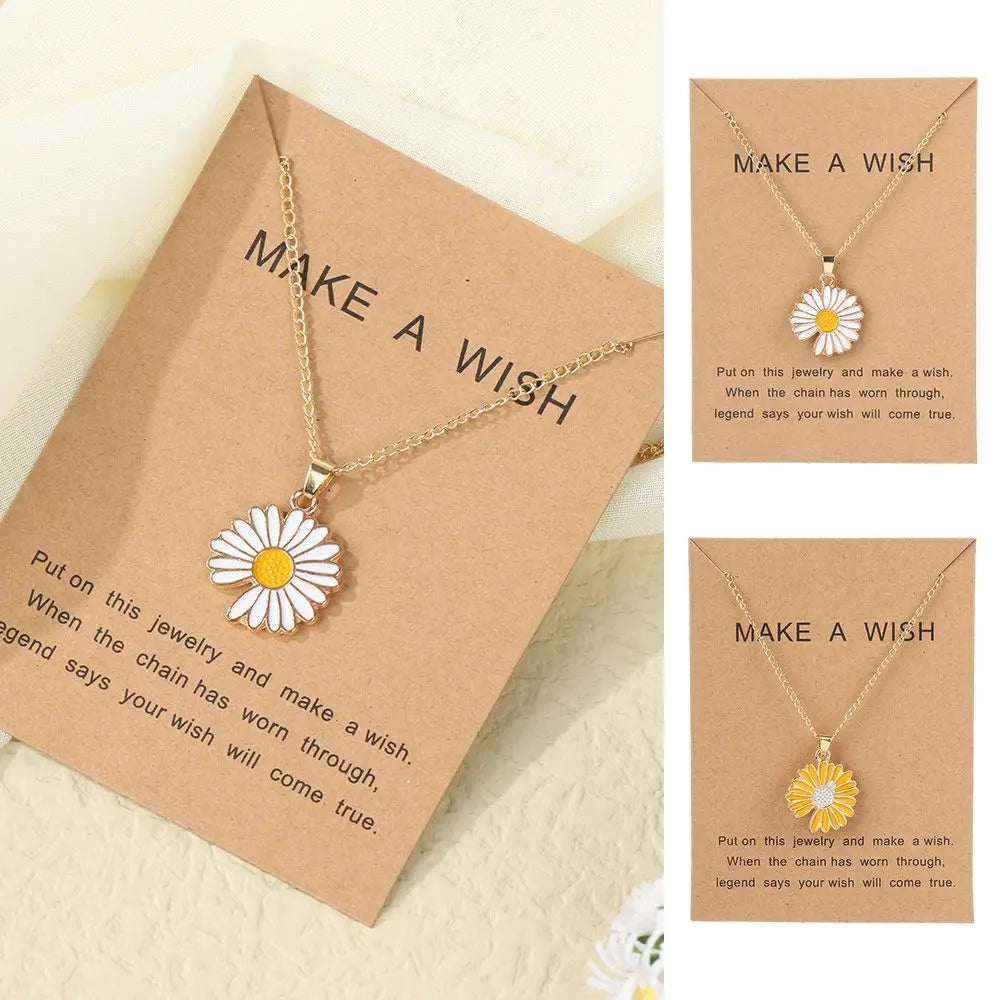 Fashion Novelty Metal Pendant Cute Neck Jewelry Daisy Flower Necklace Sunflower Necklace Collar