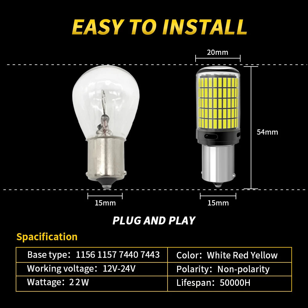 Oprah 2X High Power Car LED Light 1156 PY21W 1157 BAY15D P21/5W 150*4014 SMD Canbus Front/Rear Turn Signal Lamp 7440 7443 W21/5W