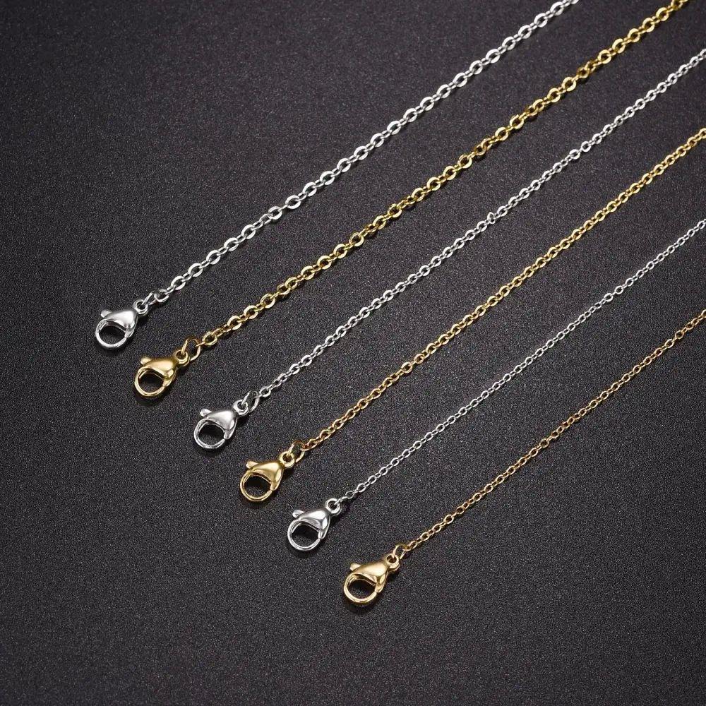 10pcs Gold Color Stainless Steel Link 45/50/55/60CM Bulk Necklace Chains Jewelry Cuban Chains Wholesale Chain Chokers DIY Crafts