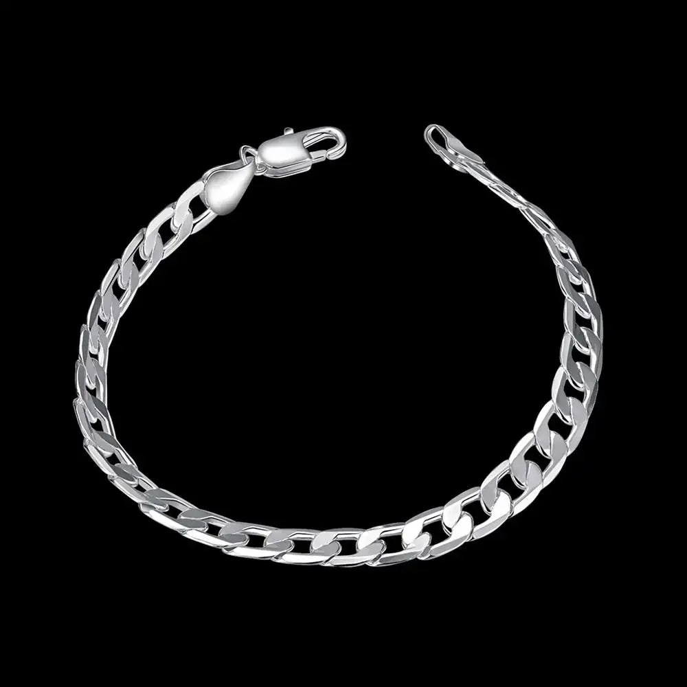 Fine 925 sterling silver Classic 4MM side chain Bracelet for man woman fashion Wedding party gifts temperament jewelry Cute