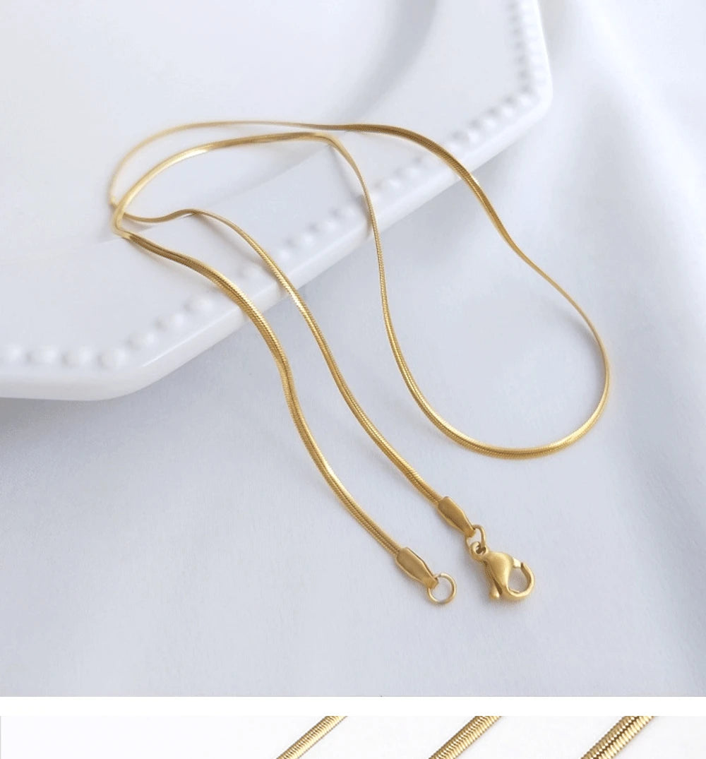 Fashion Unisex Snake Chain Women Necklace Choker Stainless Steel Herringbone Gold Color Chain Necklace for Women Jewelry Gift