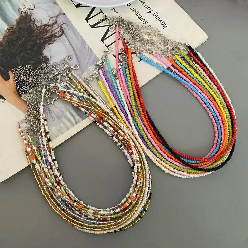 New Seed Beads Bohemia  Choker Chain Fashion  Charm Collar Colorful Handmade Colar Collar Necklace Jewelry Femme