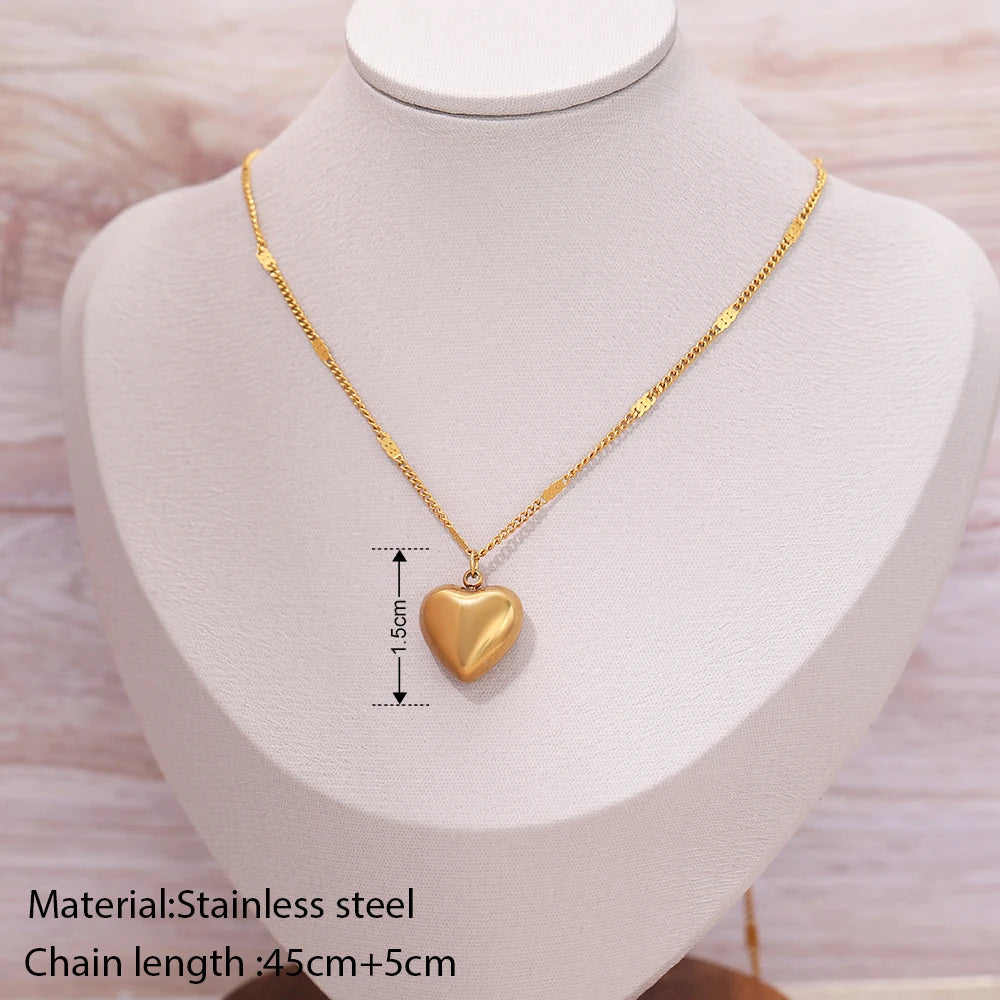 Stainless Steel Necklaces Vintage Elegant Heart Pendant Collar Chain Fashion Exquisite Necklace For Women Jewelry Banquet Gifts