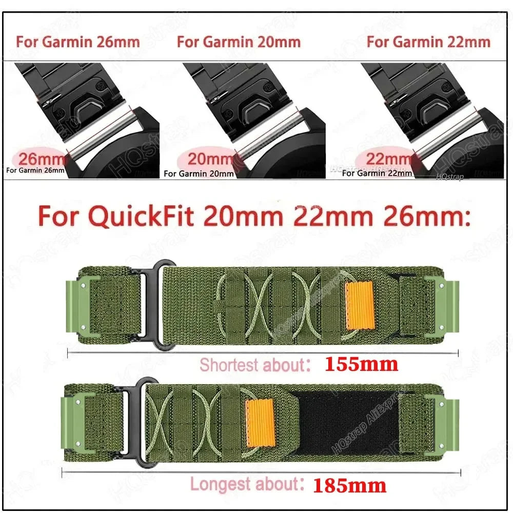 Nylon Strap for Garmin Tactix 7 Pro Fenix 7X 6X 7 6 3 5plus 7s 6s Watch Band 26mm 22mm 20mm for Garmin Bracelet Plastic Adapter