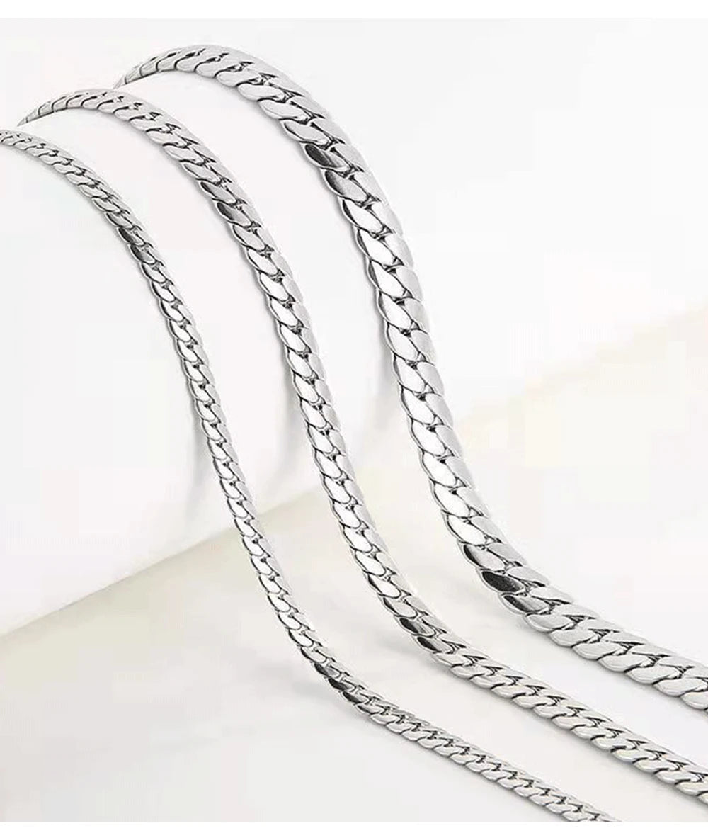 Cuban Link Chain Necklace Stainless Steel Long Chain For Men Women Jewelry Gifts