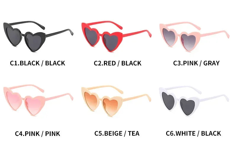 Kids Cute Heart Shaped Sunglasses Red Black Lens Frame Fashion Girls Sun Glass Outdoor Beach Spectacles