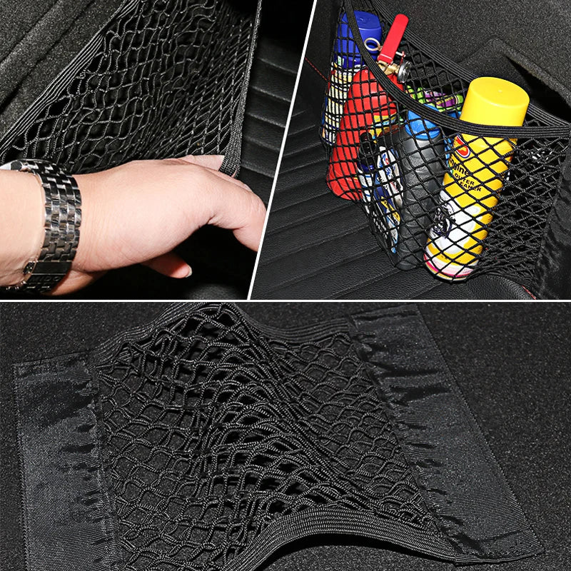 Car Accessories Organizer Net Mesh Seat Elastic Magic Storage For Baseus Car Stuff Byd Rav4 2023 Accessories Xc60