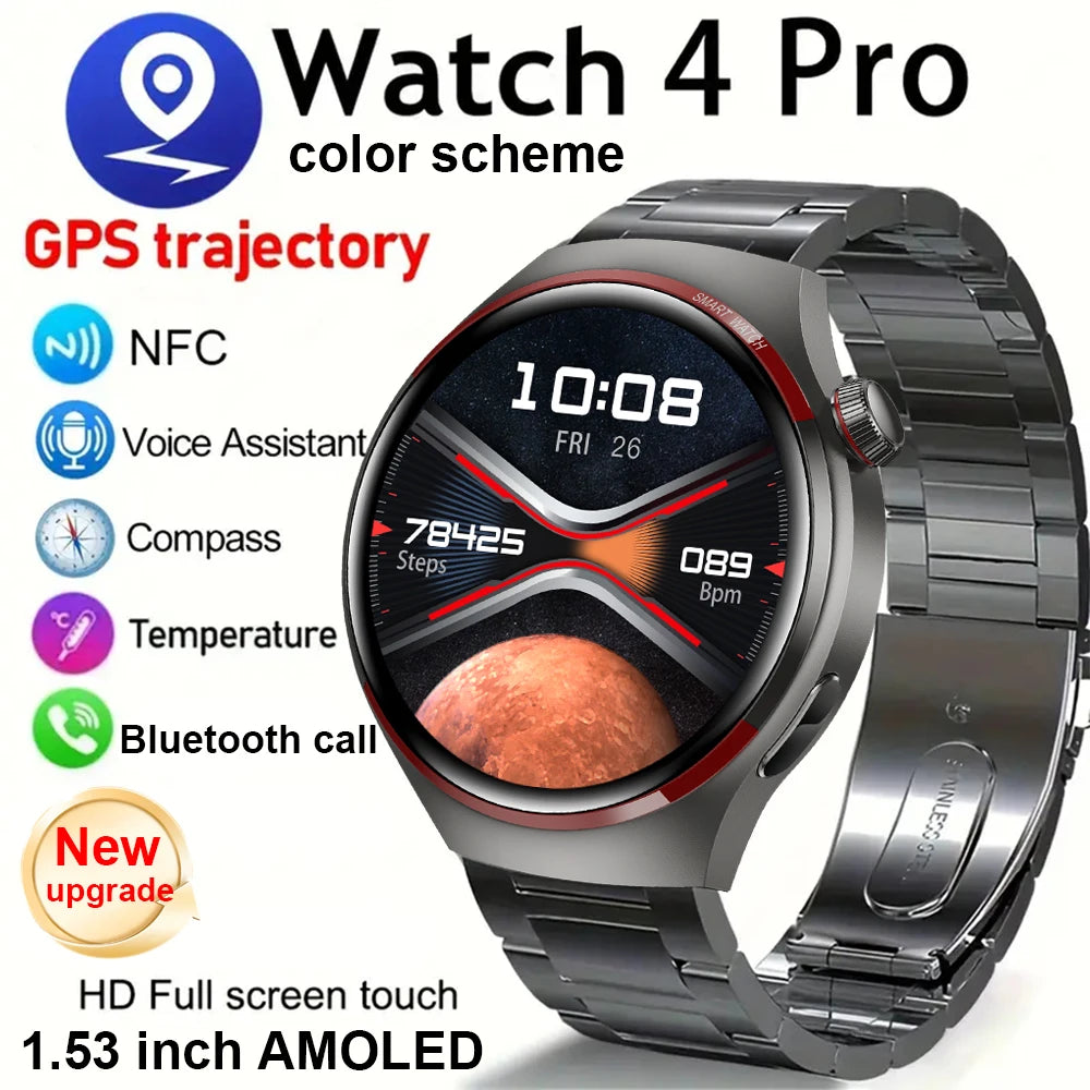 For HUAWEI GT4 PRO GPS NFC Smart Watch Men 360*360 AMOLED Screen Heart rate Bluetooth Call IP68 Waterproof Man Smartwatch 2024