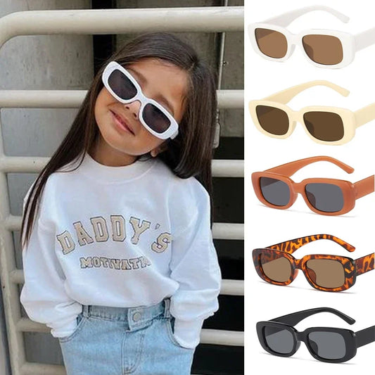 Children Cute Vintage Frosted Rectangle UV400 Sunglasses Outdoor Girls Boys Sweet Sunglasses Protection Classic Kids Sunglasses