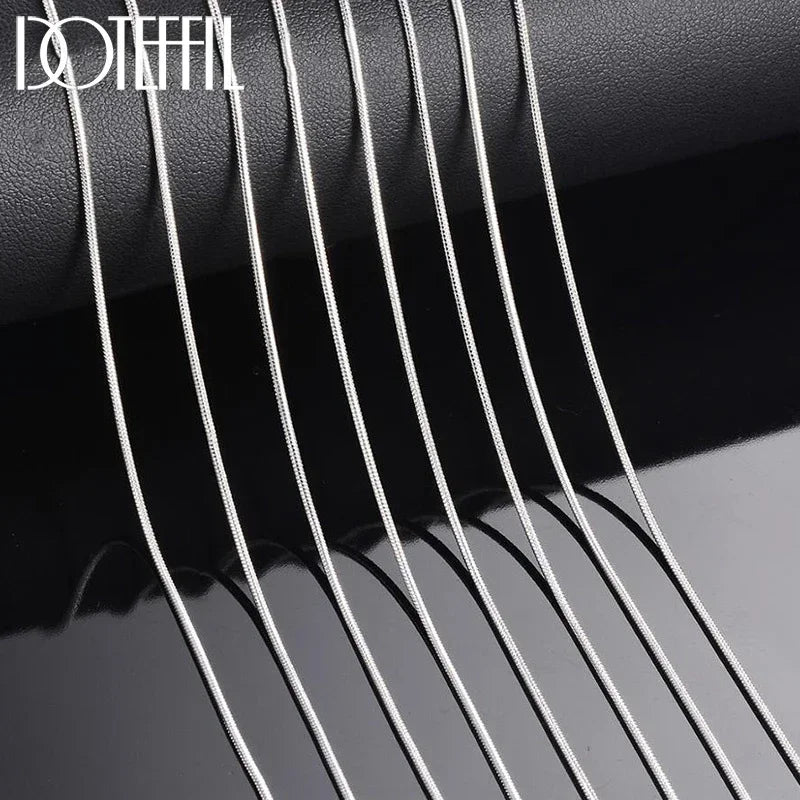 DOTEFFIL 10pcs/Lot 16/18/20/22/24/26/28/30 Inch 1.2mm Snake Chain Necklace Silver Color For Woman Man Fashion Jewelry