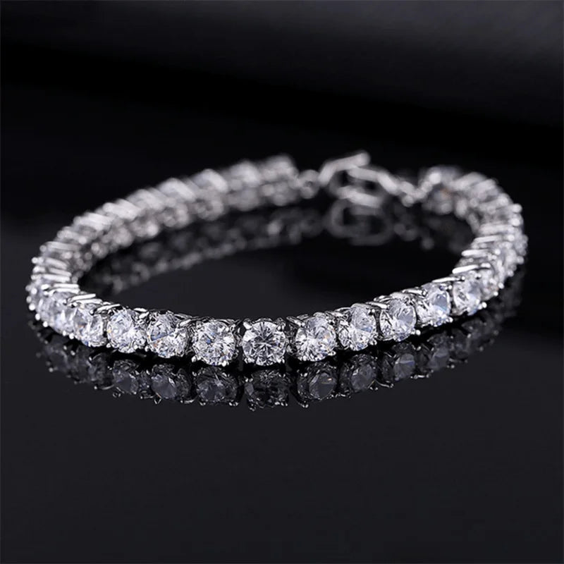 Luxury Hiphop Iced Out  4mm Cubic Zirconia Crystal Tennis Bracelets For Women Men Gold Color Silver Color Bracelet Chain Jewelry