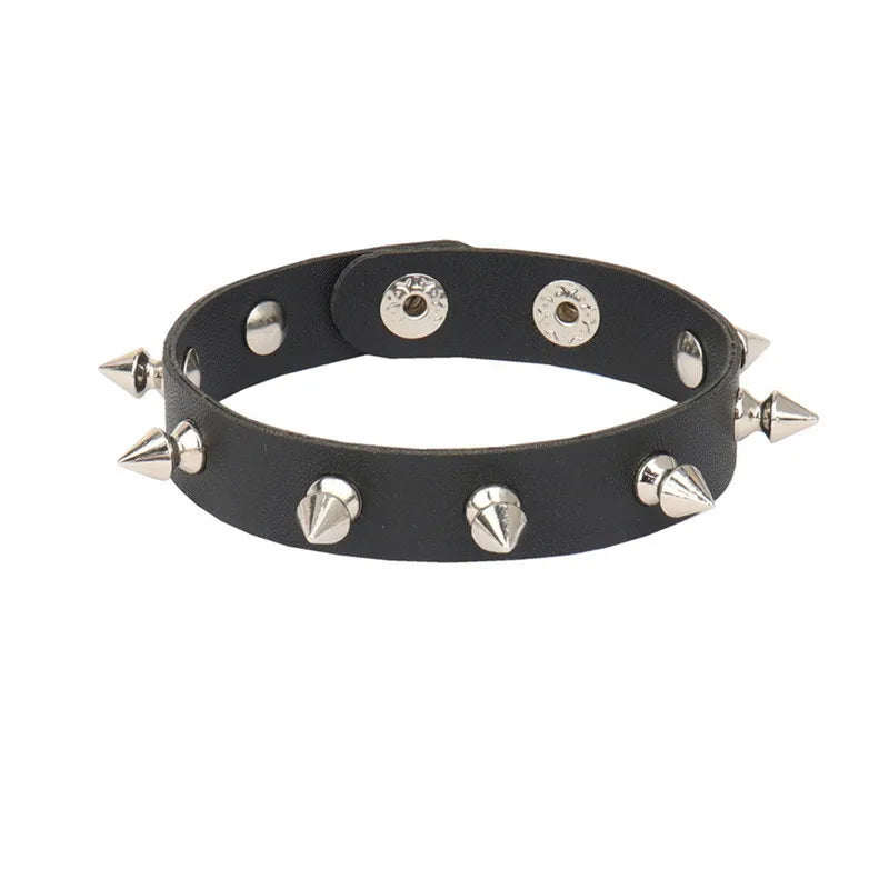 2022 New PU Leather Bracelet Punk Bracelet Adjustable Skull Goth Cuff Bracelet Gothic Rivet Buckle Wristband for Men Women