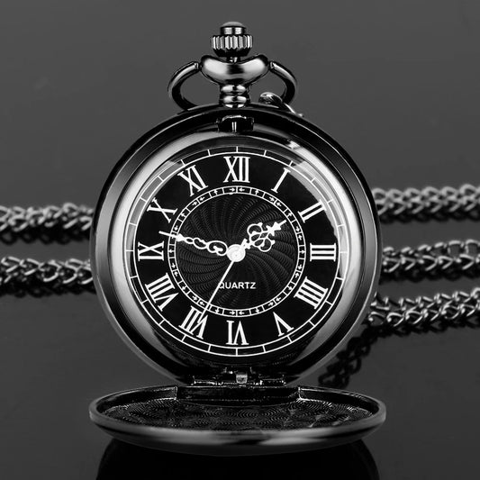 Fashion 37CM Fob Chain Smooth Steel Quartz Pocket Watch Vintage Roman Nmber Dial Pendant Fob Watch Gifts Clock