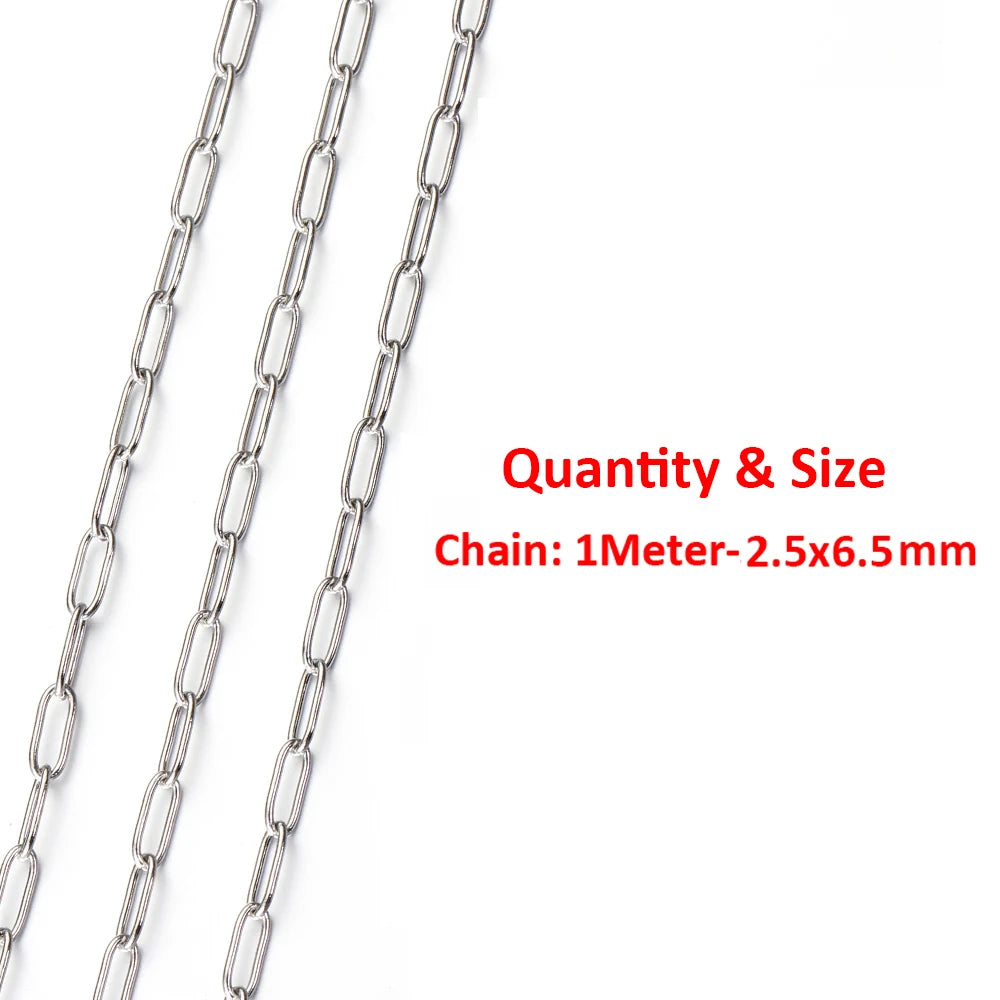 2Meters/1Meter Stainless Steel Chain High Quality Gold Color Chains for Bracelet Necklace Jewelry Making DIY Findings Wholesale