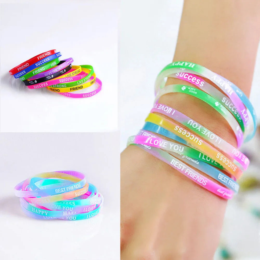 20/30/50/100Pcs/Lot Fashion Sport Multicolor Luminous Silicone Bracelets Men Women Mix Style Rubber Wristband Jewelry Gift