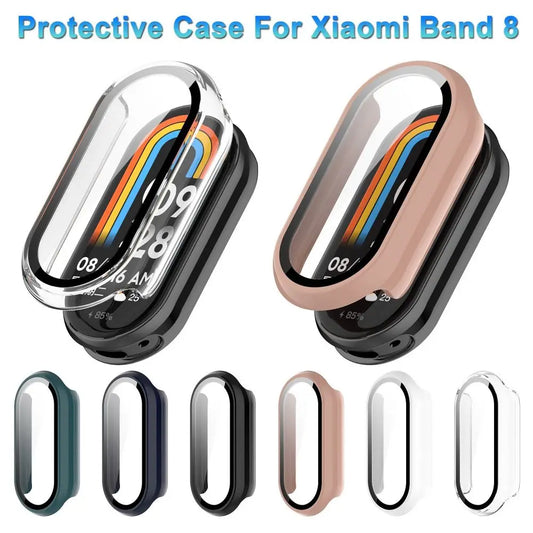 Protective Case For Xiaomi Mi Band 8 Smart Watch PC Frame Full Cover Screen Protector Tempered Glass Film Bumper For MiBand 8