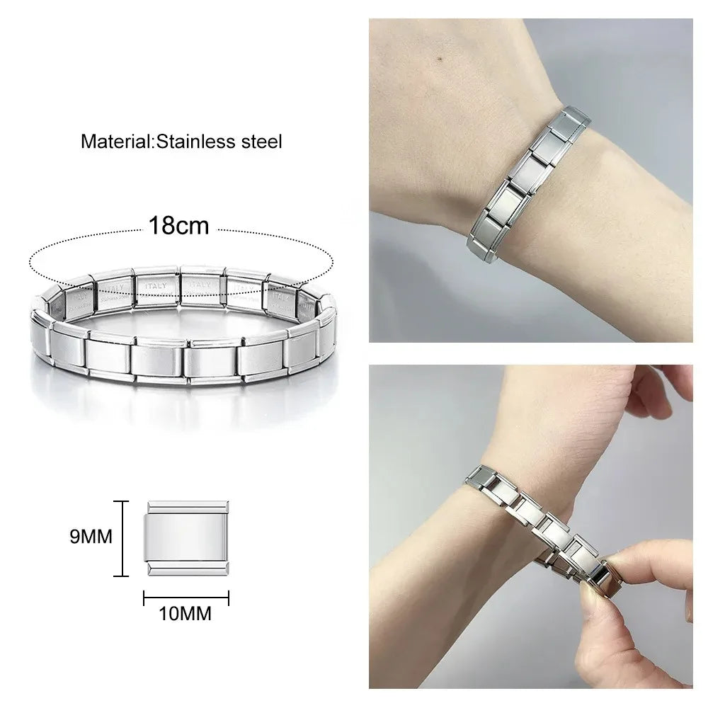 CONCEPT 2024 New woman Red Letter Italian Charm Links Fit 9mm Bracelet Stainless Steel Women Jewelry Making BT001-10