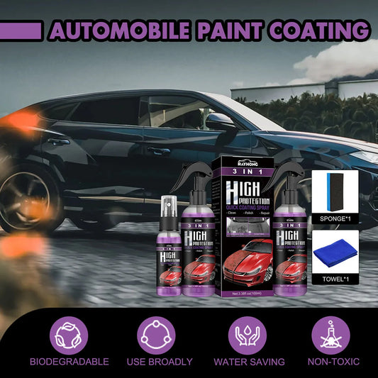 3 In 1 Car Coating Spray Hydrophobic Body Polish Car Ceramic Scratch Repair Remover Shield Coating Cleaning Auto Accessories