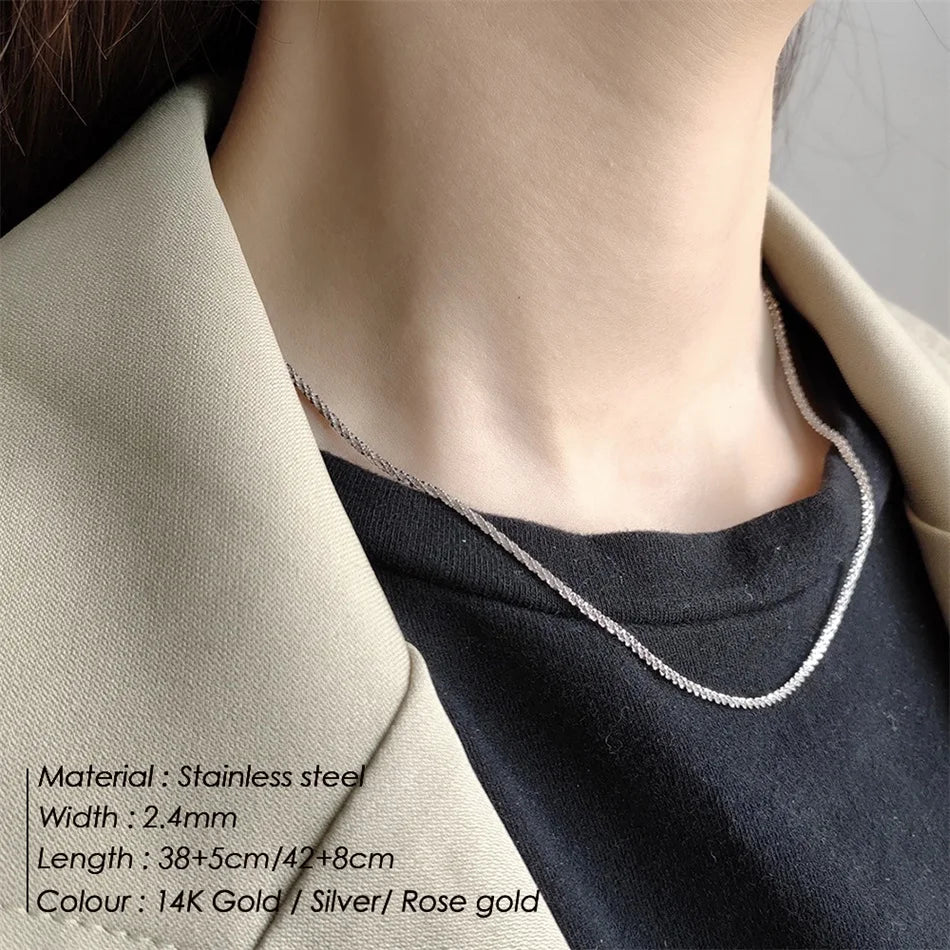 eManco 316 Stainless Steel Cauliflower Chain Necklace 2.4MM Fine Flash Necklace Holiday Gift