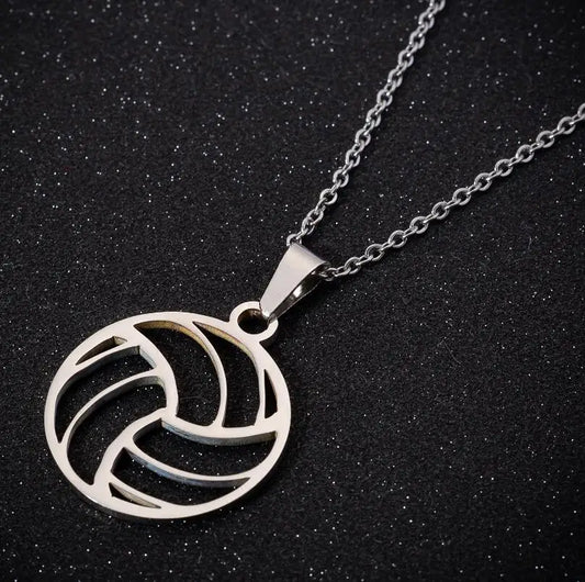 2022 Hfarich Fashion Beach Volleyball Pendant Necklace Women Hollow Ball Stainless Steel Circle Jewelry Students Graduation Gift