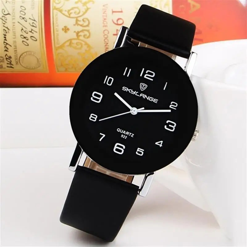 Women Black Watch Hot Sale Leather Band Stainless Steel Analog Quartz Wristwatch Lady Female Casual Watches Womens Watch