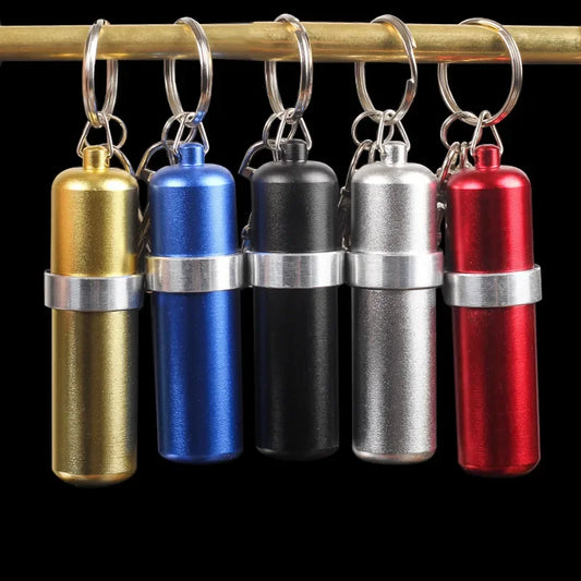 Portable Metal Fuel Canister with Key Chain, Suitable for Kerosene Oil or Other Fluids. Ideal for Travel and Smoking Accessories