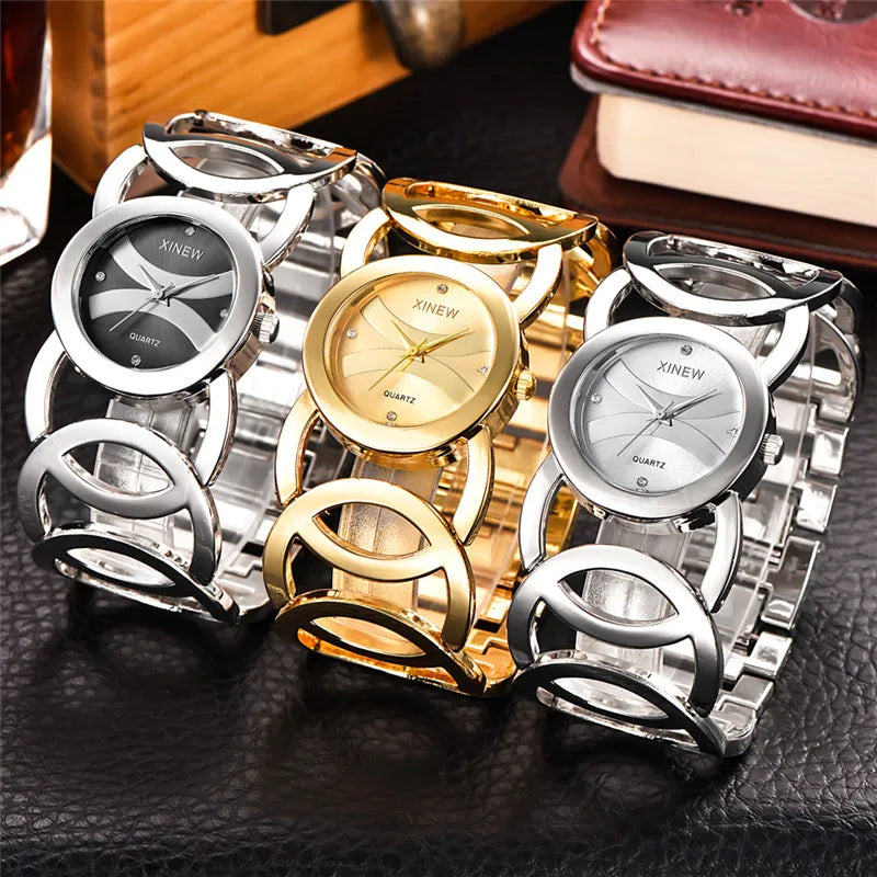 Luxury Brand Lady Gold Watches Full Stainless Steel Magic Women Bracelet Zegarki Damskie Znanych Marek Montre Vintage Femme 2024