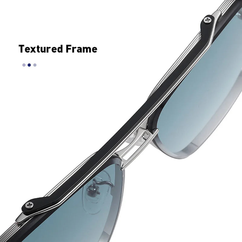 New Gradient Sunglasses for Men Fashion Metal Big Frame Sun Glasses Brand Design Luxury Lunette De Soleil Homme