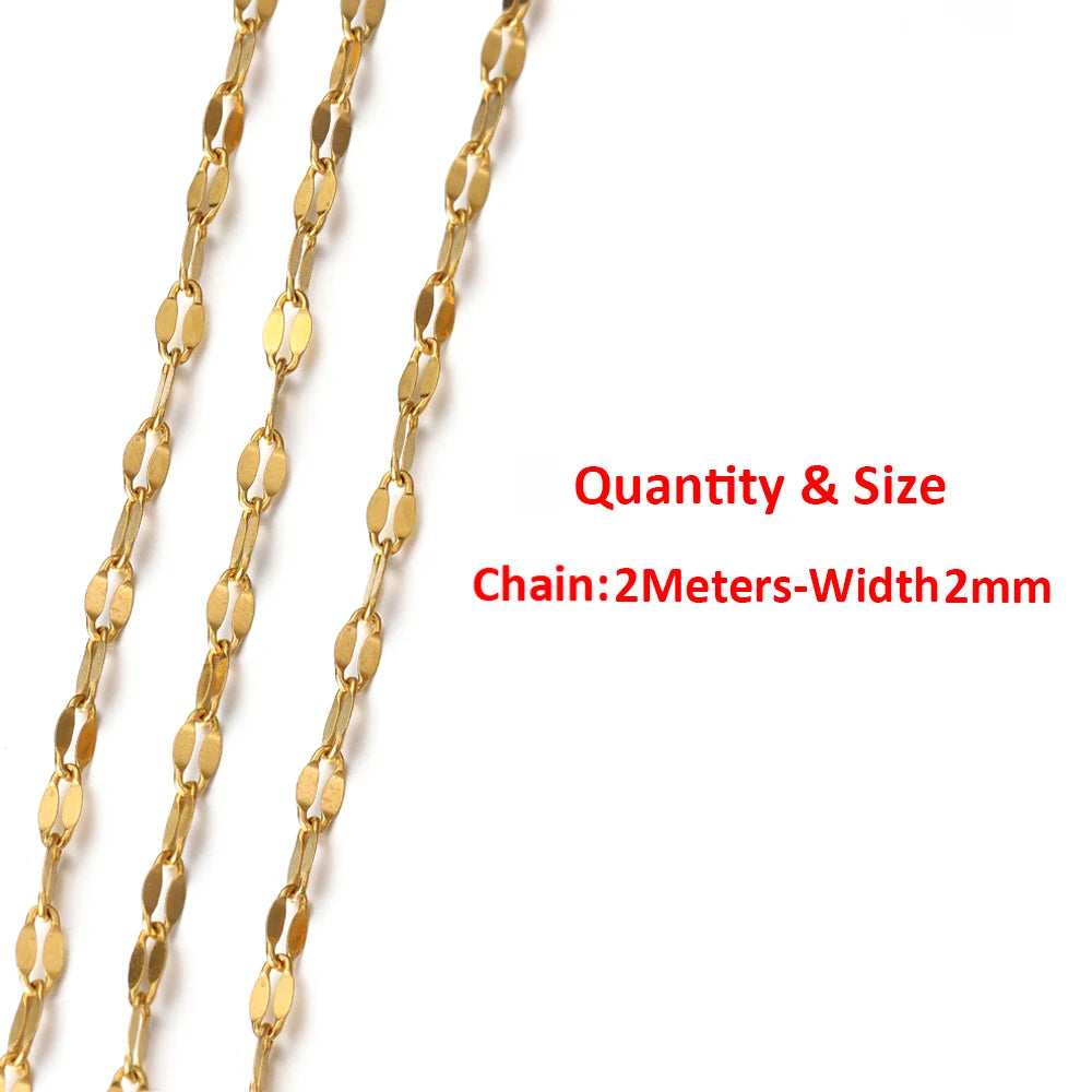 2Meters/1Meter Stainless Steel Chain High Quality Gold Color Chains for Bracelet Necklace Jewelry Making DIY Findings Wholesale