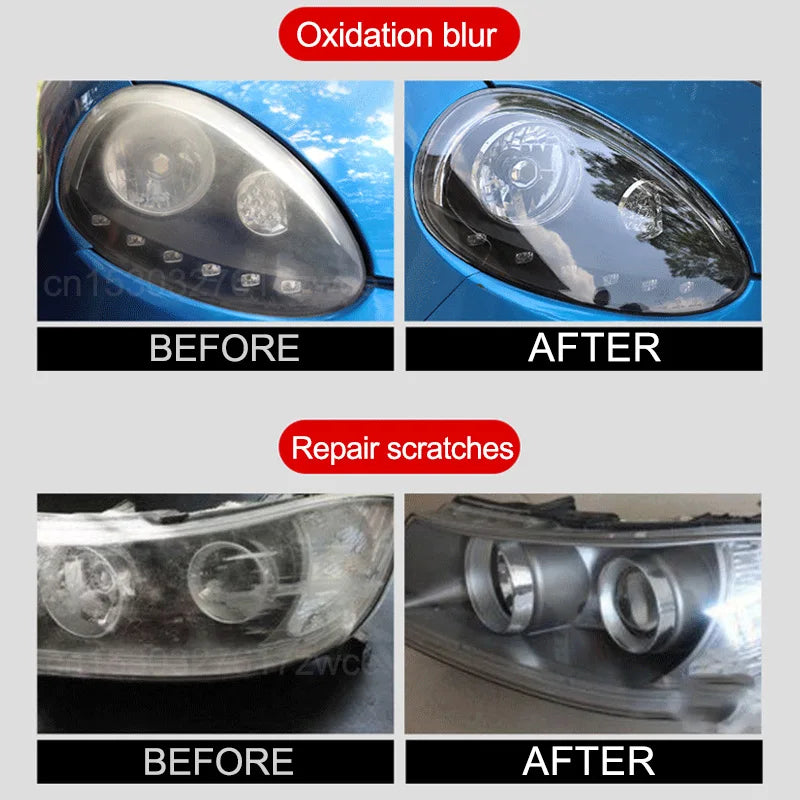 Car Headlight Restoration Polishing Kits Headlamp Scratch Remover Repair Cleaning Paste Remove Oxidation Headlight Polish Liquid